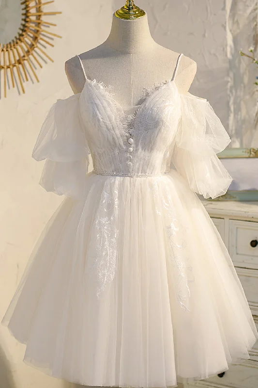 A-Line V-Neck Sweet Fairy Dress Tulle Homecoming Dress Chic Tulle Dress