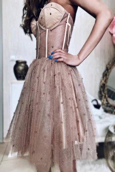 Sexy A-line Sweetheart Tulle Short Prom Dresses, Homecoming Dresses Tulle Dress Glamour