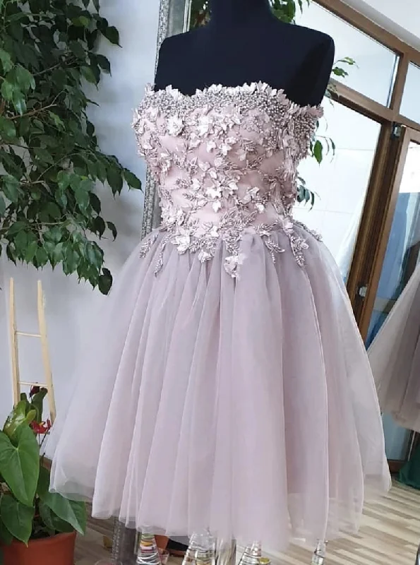 Cute Sweetheart Tulle Lace Beads Short Prom Homecoming Dress OM430 Tulle Dress Glam