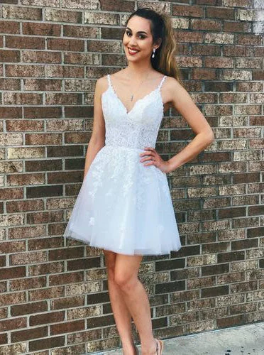 Elegant Straps Tulle Short Homecoming Dress with Lace OM556 Soft Tulle Dress