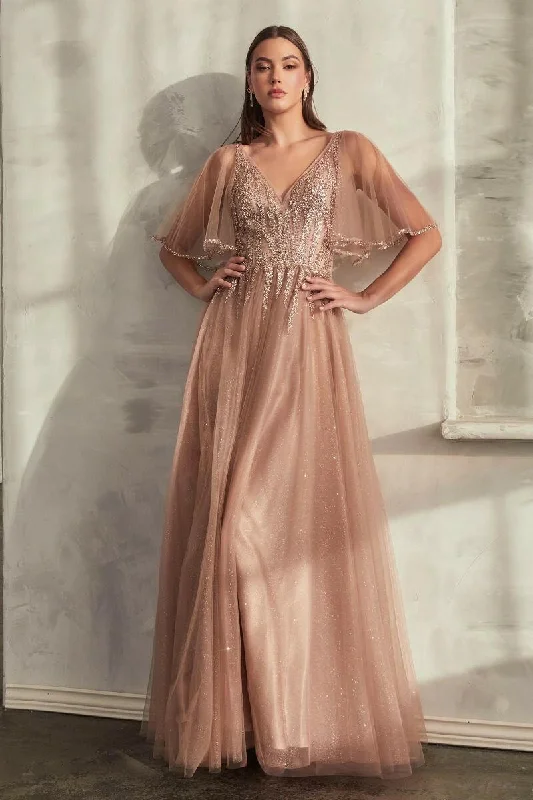 Layered Tulle Skirt A-Line Embroidered Bodice Long Mother Of The Bride Dress CDCD0175 Sale Tulle Dress Blush