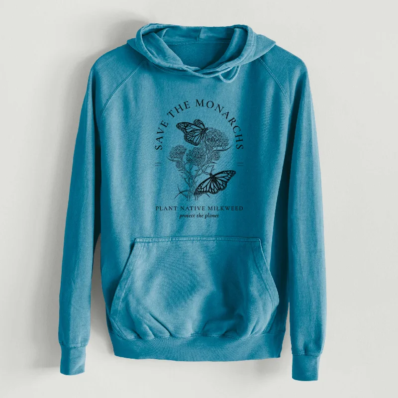 Save the Monarchs - Plant Native Milkweed  - Mid-Weight Unisex Vintage 100% Cotton Hoodie Relaxed Fit Sweatshirts