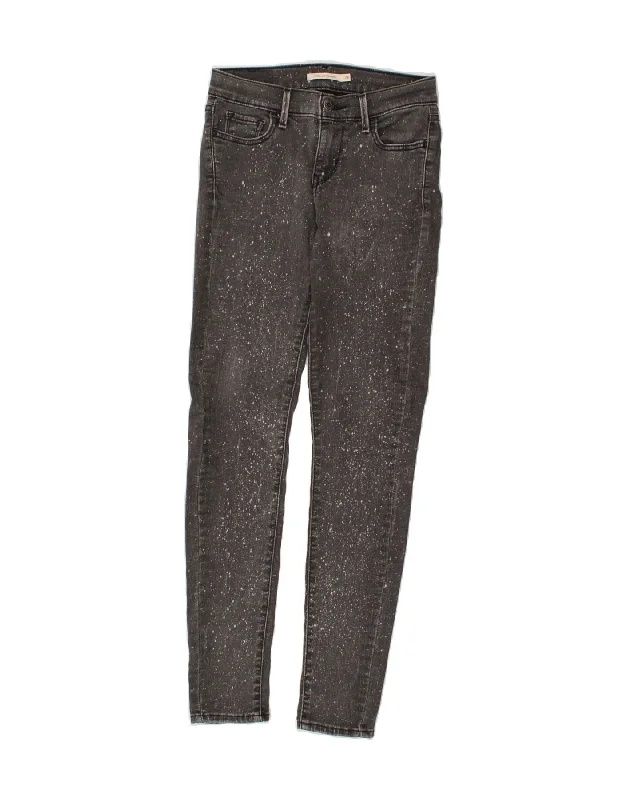 LEVI'S Womens 710 Super Skinny Jeans W26 L29 Grey Spotted Cotton
