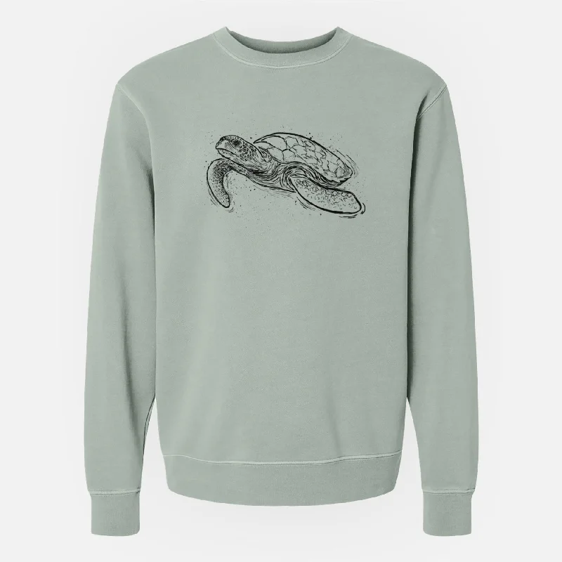 Hawksbill Sea Turtle - Eretmochelys imbricata - Unisex Pigment Dyed Crew Sweatshirt High-neck Sweatshirt Hoodie