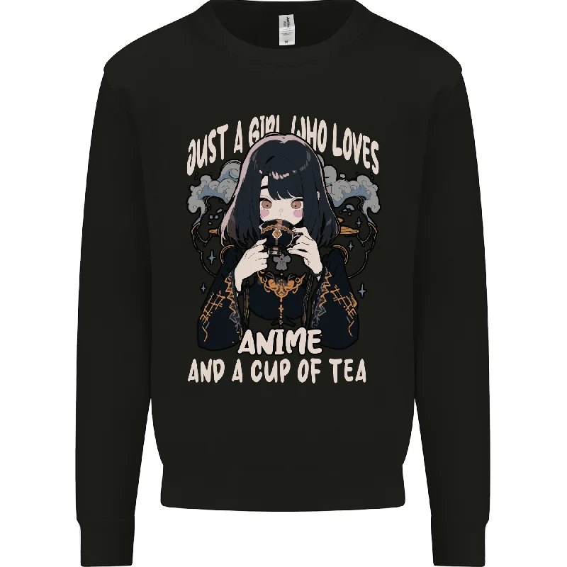Just a Girl Who Loves Anime & a Cup of Tea Mens Sweatshirt Jumper