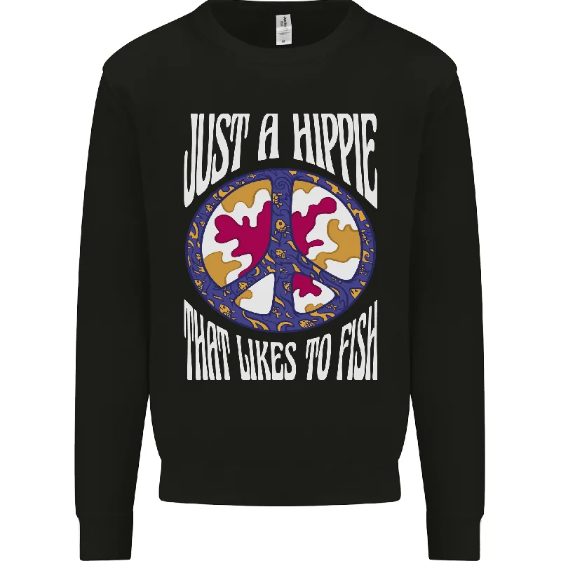 Just a Hippy That Likes to Fish Fishing Fisherman Mens Sweatshirt Jumper