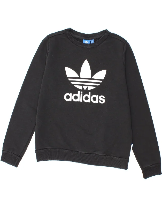 ADIDAS Womens Graphic Sweatshirt Jumper UK 12 Medium Black Cotton Casual sweaters