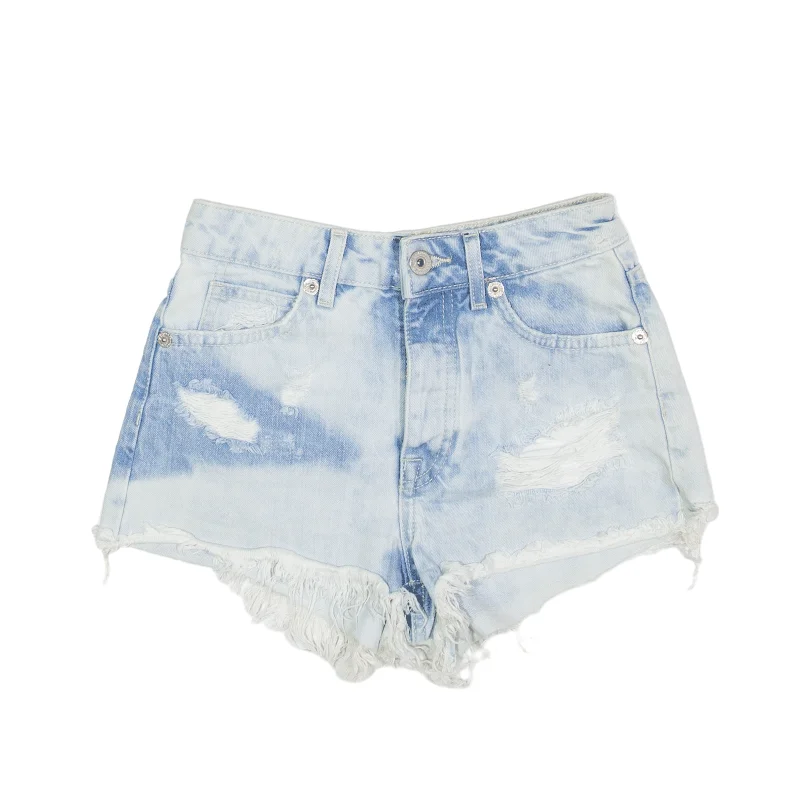 BERSHKA Distressed Raw Hem Denim Shorts Blue Slim Womens XXS W24 Best sweaters for casual wear