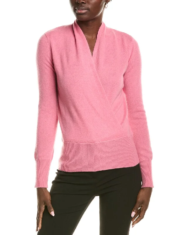 Sofiacashmere Modern Faux Wrap Cashmere Sweater Best sweaters for cold weather