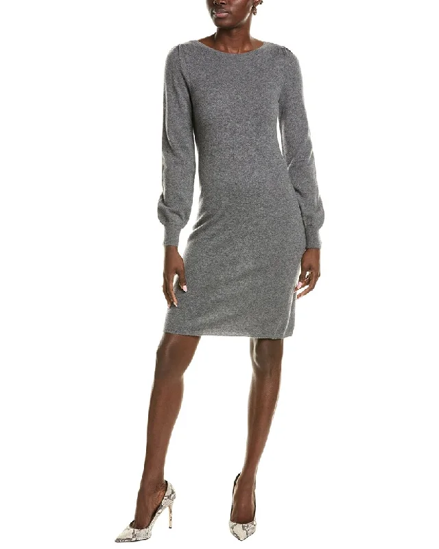 Sofiacashmere Jersey Femme Sleeve Boat Neck Cashmere Sweaterdress Luxury sweaters