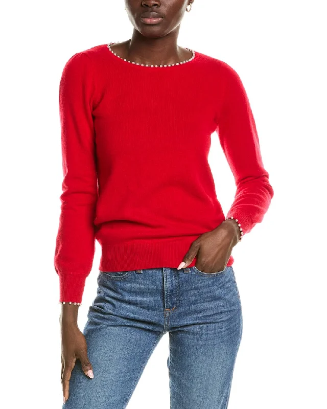 Sofiacashmere Embellished Trim Cashmere Sweater Expensive sweaters