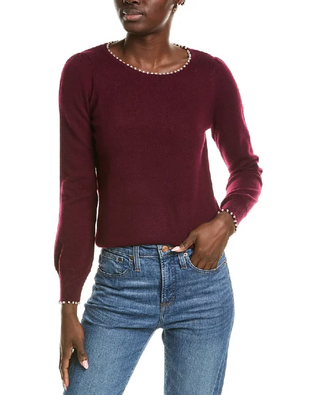 Sofiacashmere Embellished Trim Cashmere Sweater Discounted sweaters