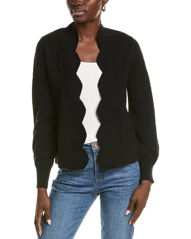 Sofiacashmere Scallop Edge Cashmere Cardigan Moisture-wicking sweaters