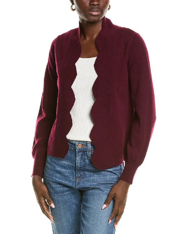 Sofiacashmere Scallop Edge Cashmere Cardigan Thermal insulation sweaters