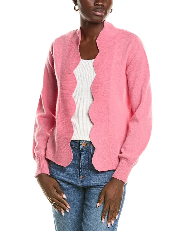 Sofiacashmere Scallop Edge Cashmere Cardigan Soft-touch sweaters