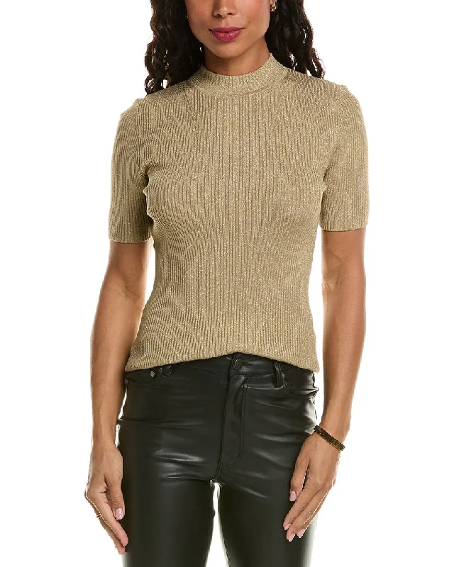 Elie Tahari Metallic Mock Sweater Outdoor sweaters