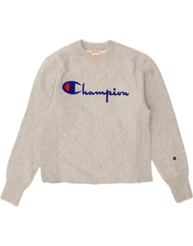 CHAMPION Womens Graphic Sweatshirt Jumper UK 10 Small Grey Cotton Cozy knit sweaters for winter