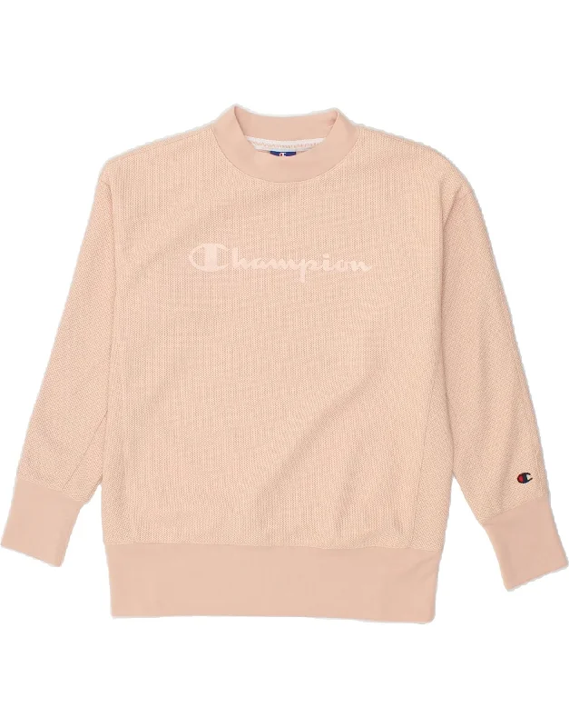 CHAMPION Womens Graphic Sweatshirt Jumper UK 14 Medium Pink Mohair sweaters