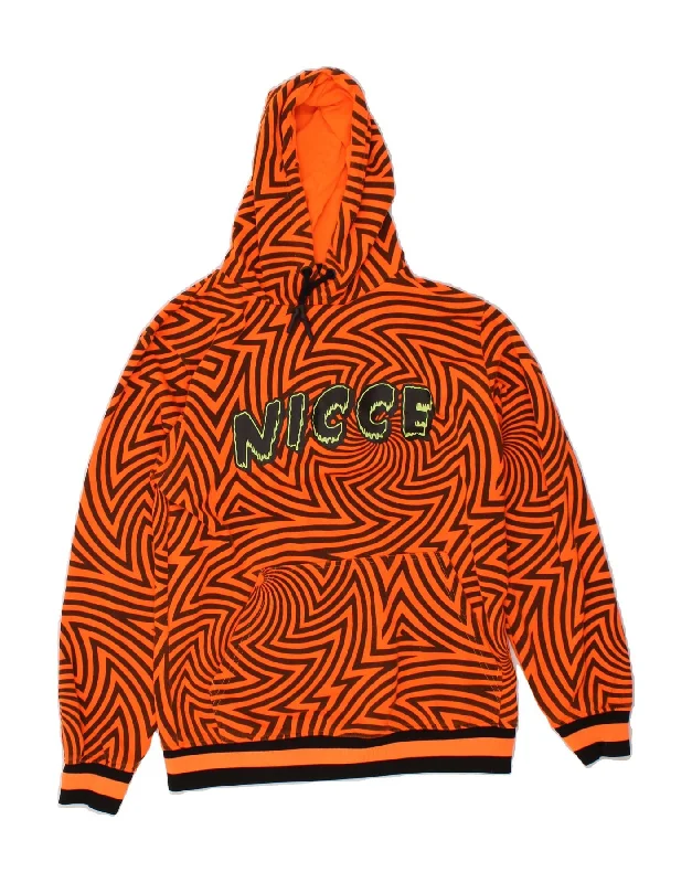 NICCE Womens Abstract Pattern Graphic Hoodie Jumper UK 6 XS Orange Men's sweaters