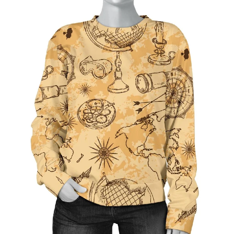 Pattern Print World Map Women's Sweatshirt Holiday sweaters