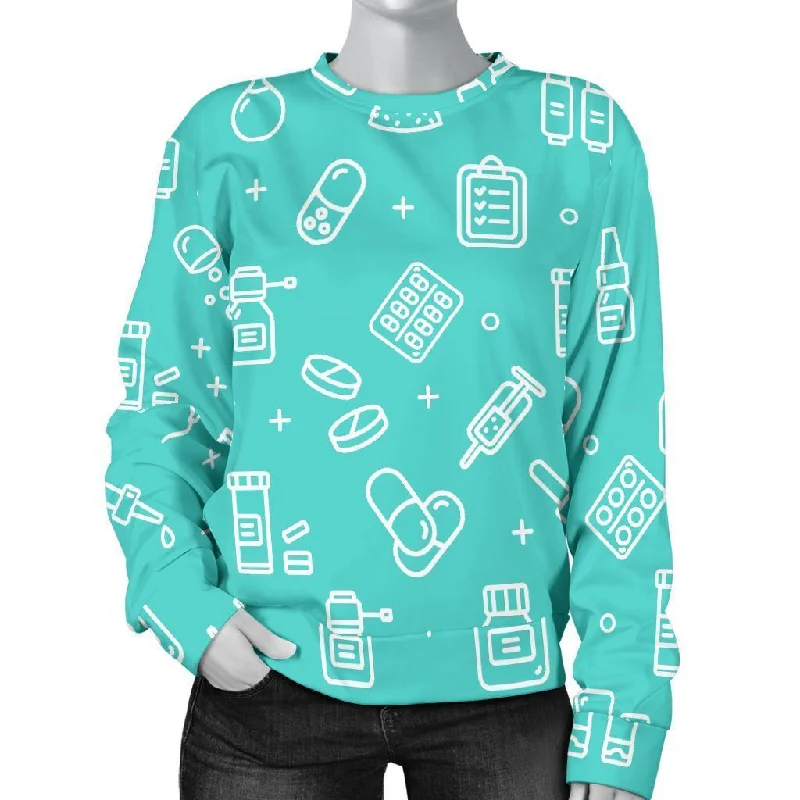 Pharmacy Pastel Print Pattern Women's Sweatshirt Party sweaters