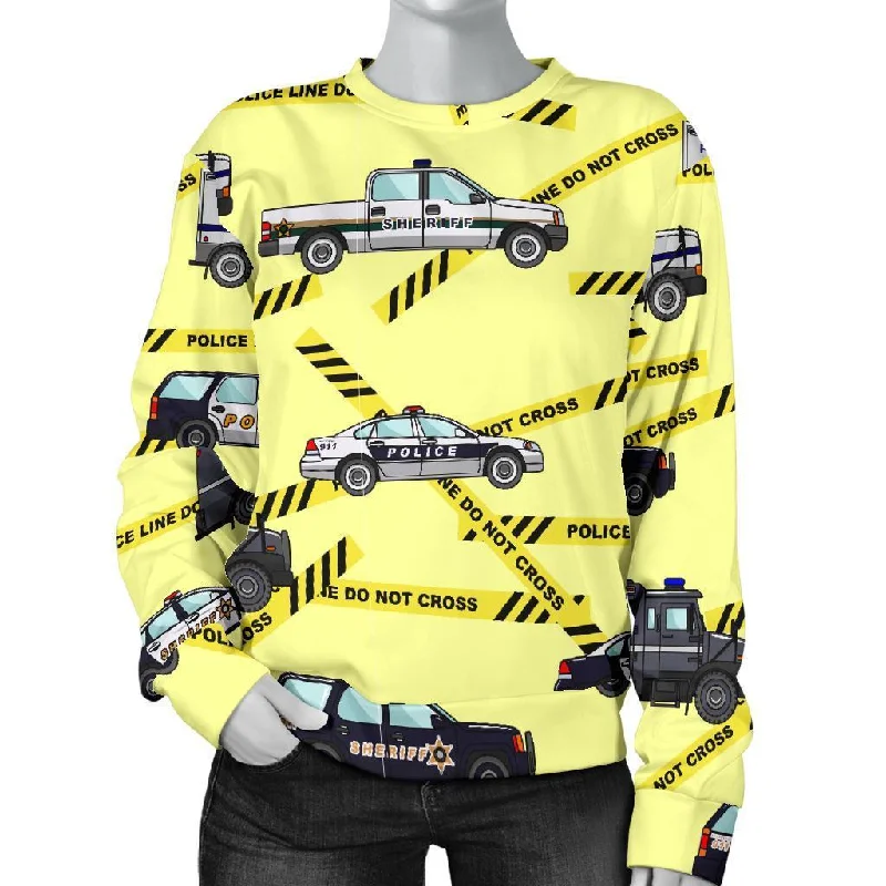 Police Car Pattern Print Women's Sweatshirt Premium sweaters