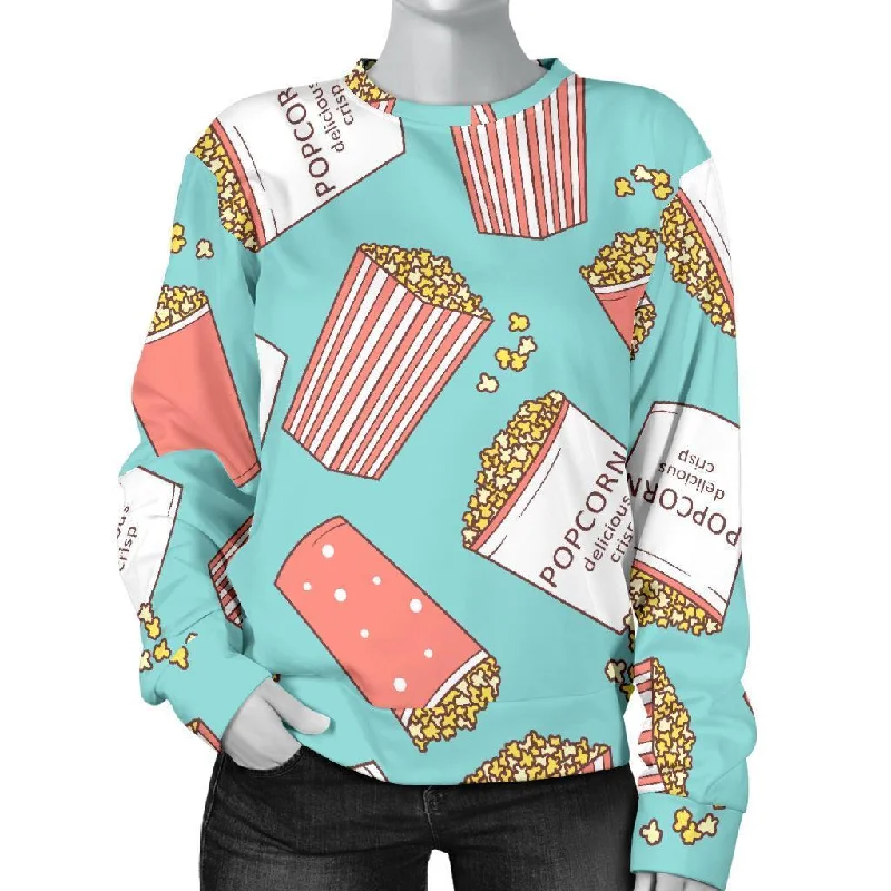 Popcorn Pastel Pattern Print Women's Sweatshirt Travel-friendly sweaters