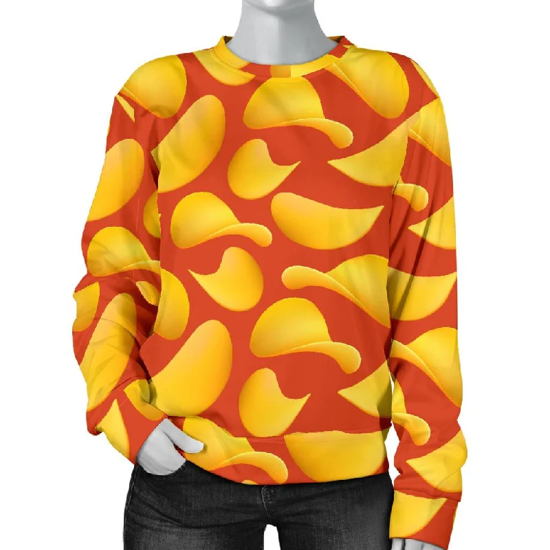 Potato Chip Print Pattern Women's Sweatshirt Oversized sweaters