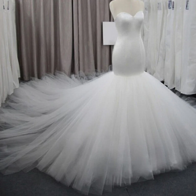 Simple Sweetheart Tulle Bridal Gown, Perfect Dresses For Wedding, WD0073 Full Length Gown