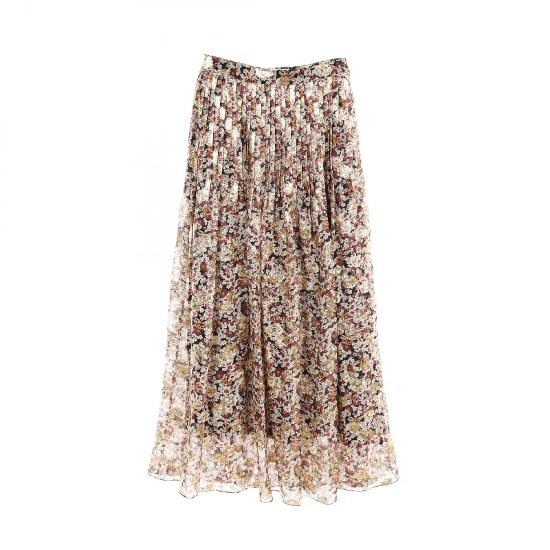 Celine Silk Skirt Gold/Ivory Multicolor Button-front unclassified skirts