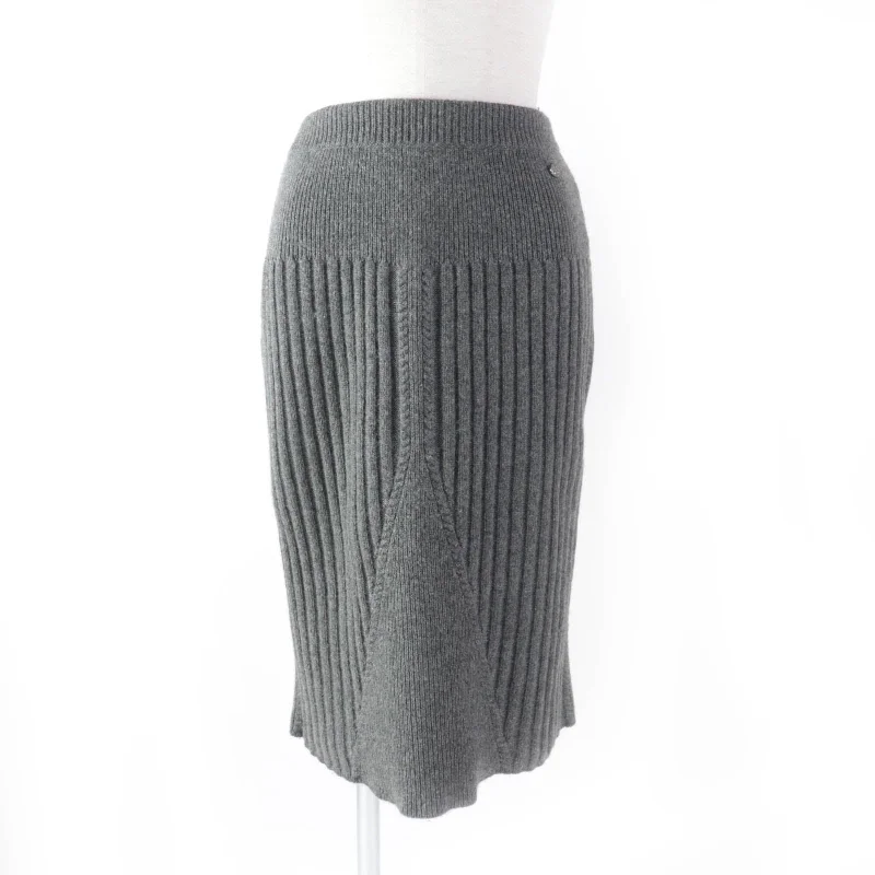 Chanel Cashmere Knit Skirt Gray 34 High-waisted unclassified skirts