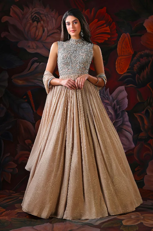 Gold Gown with Beautiful embroidery on Yoke Minimalist unclassified skirts