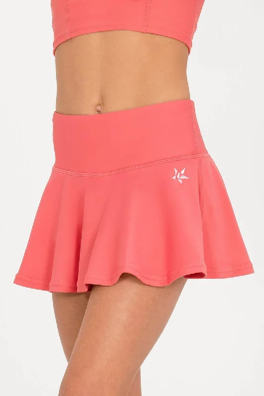 Legendary Flouncy Skirt in Sweet Coral Satin unclassified skirts