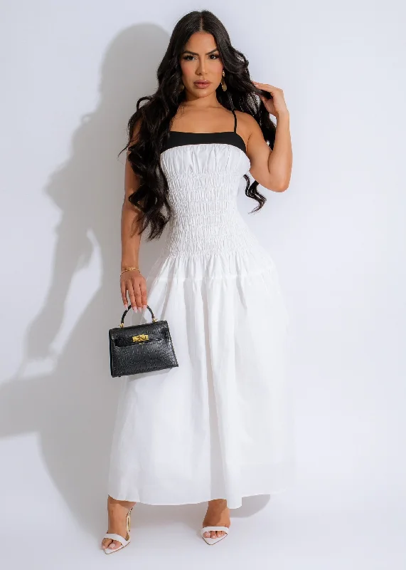 Everything's Midi Dress White Velvet midi dresses