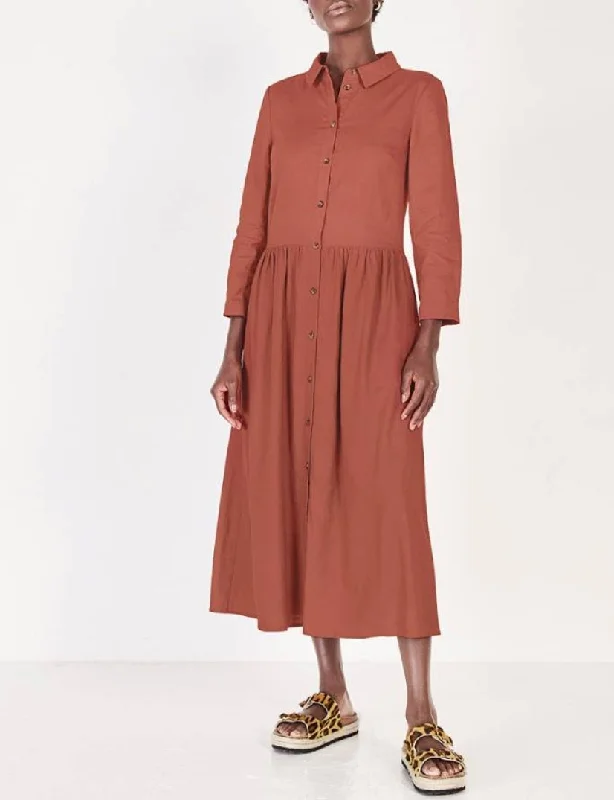 Hush rust Shahi linen blend midi dress - size 14 Cocktail midi dresses