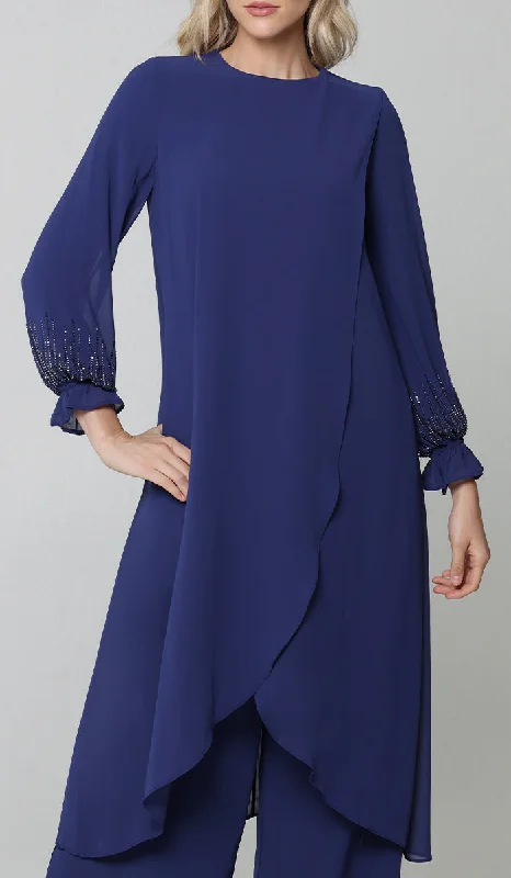 Safa Dressy Long Modest Midi Tunic - Blue Edgy midi dresses