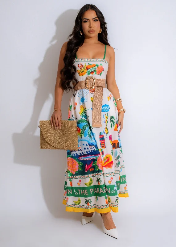 Tropical Paradise Midi Dress Green Knitted midi dresses