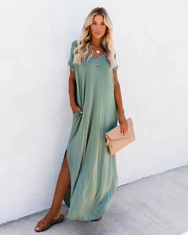 Farmers Market Pocketed Modal Maxi Dress - Dark Sage Women's maxi dresses