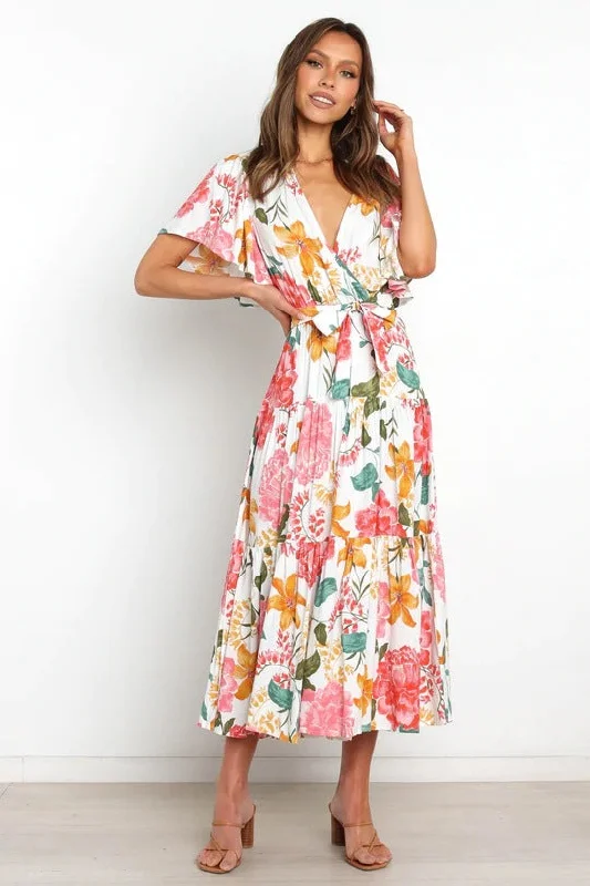 Taylen Satin Floral Cutout Maxi Dress - FINAL SALE Bodycon maxi dresses