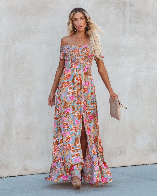 Vesna Floral Smocked Off The Shoulder Maxi Dress Forever 21 maxi dresses