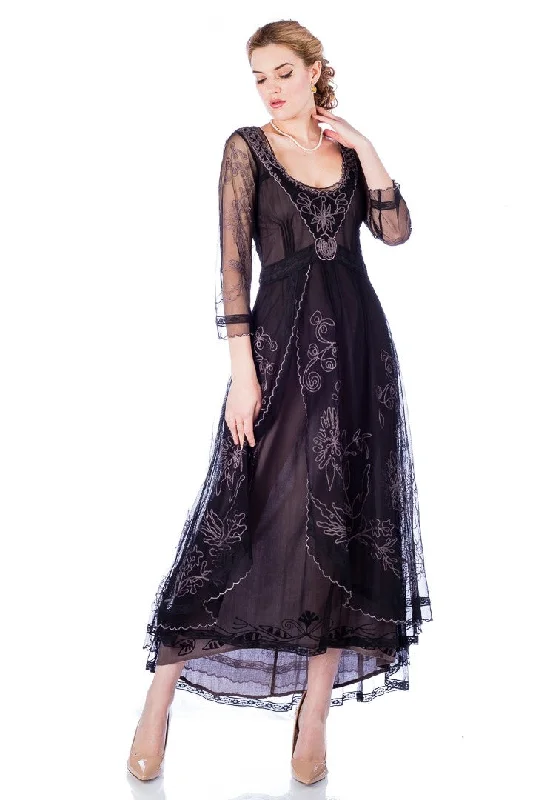 Downton Abbey Tea Party Gown in Black-Coco by Nataya Corset party dresses