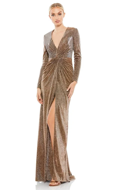 Ieena Duggal 261941 - Twist Front Metallic Evening Dress Wrap party dresses