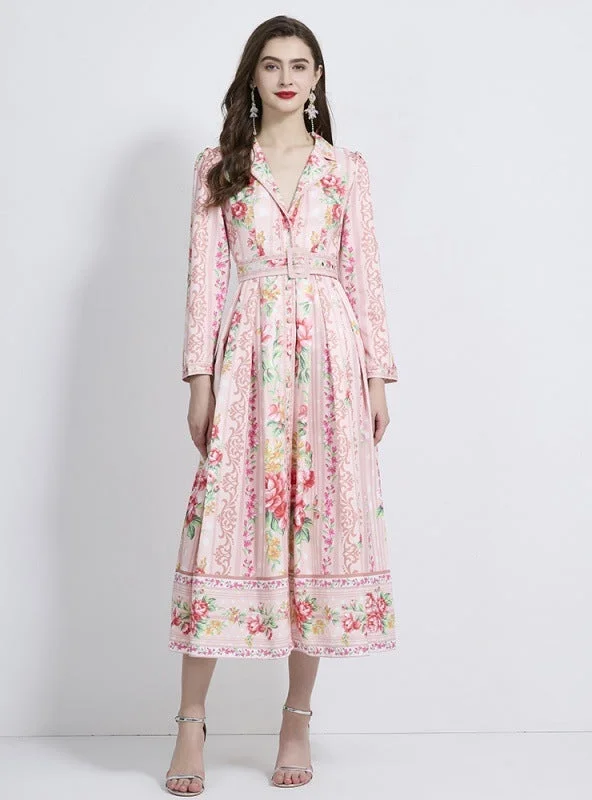 Holiday Floral Print Long Sleeve Long Dress Revolve floral dresses