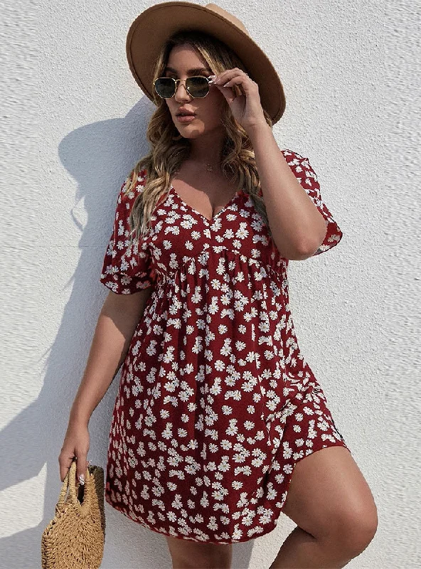 Holiday Style Printed V-neck Dress Expensive floral dresses