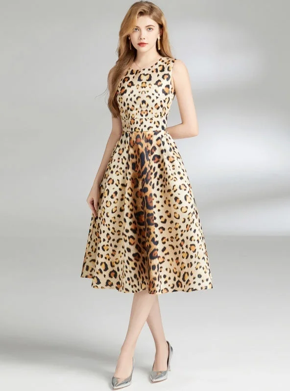 Retro Slim Sleeveless Printed Dress Best floral dresses for hourglass body shape