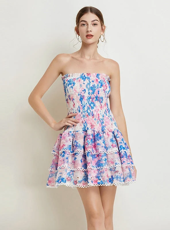 Seaside Holiday Tube Top Floral Halter Dress Vintage floral dresses