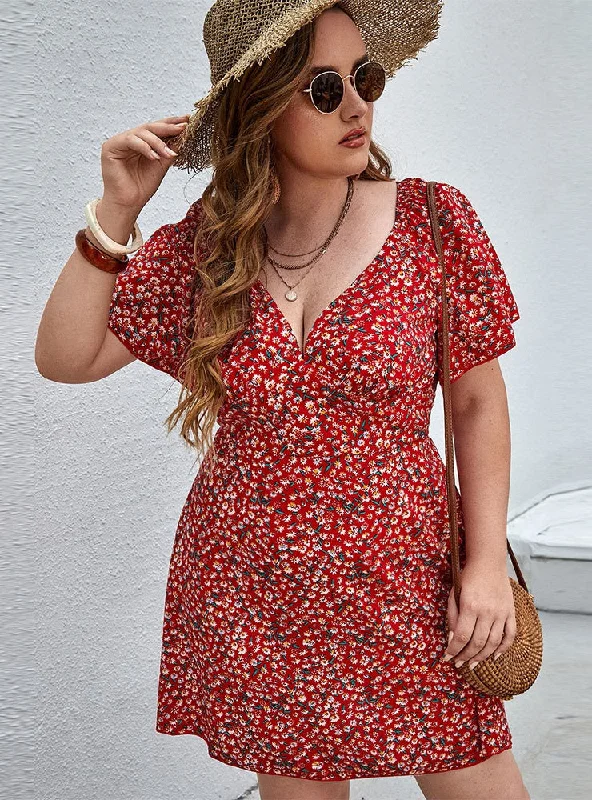 Sexy V-neck Floral Beach Dress Best floral dresses for beach vacations