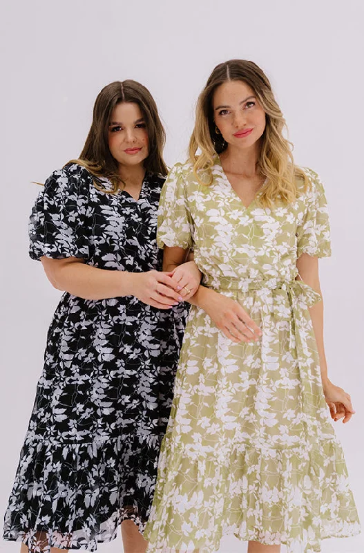 Tara Black Satin Floral Dress – DM Exclusive – Nursing Friendly - Maternity Friendly - FINAL SALE Knitted floral dresses