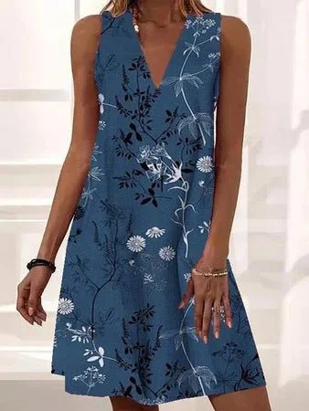 Women's Dresses Casual Floral V-Neck Sleeveless Dress Romantic floral dresses