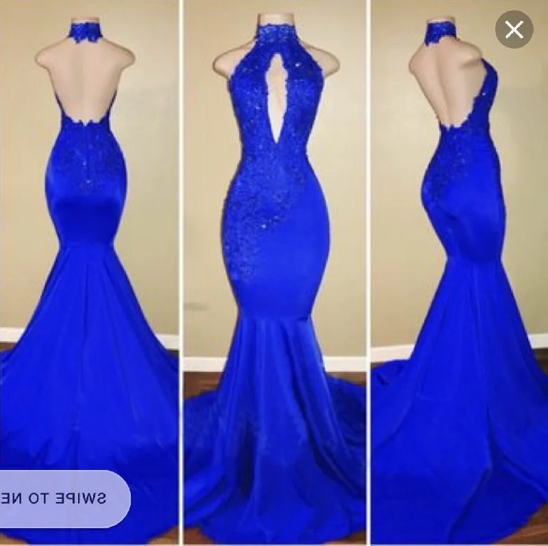 2024 Halter Blue Mermaid Prom Dresses Everyday wear unclassified dresses